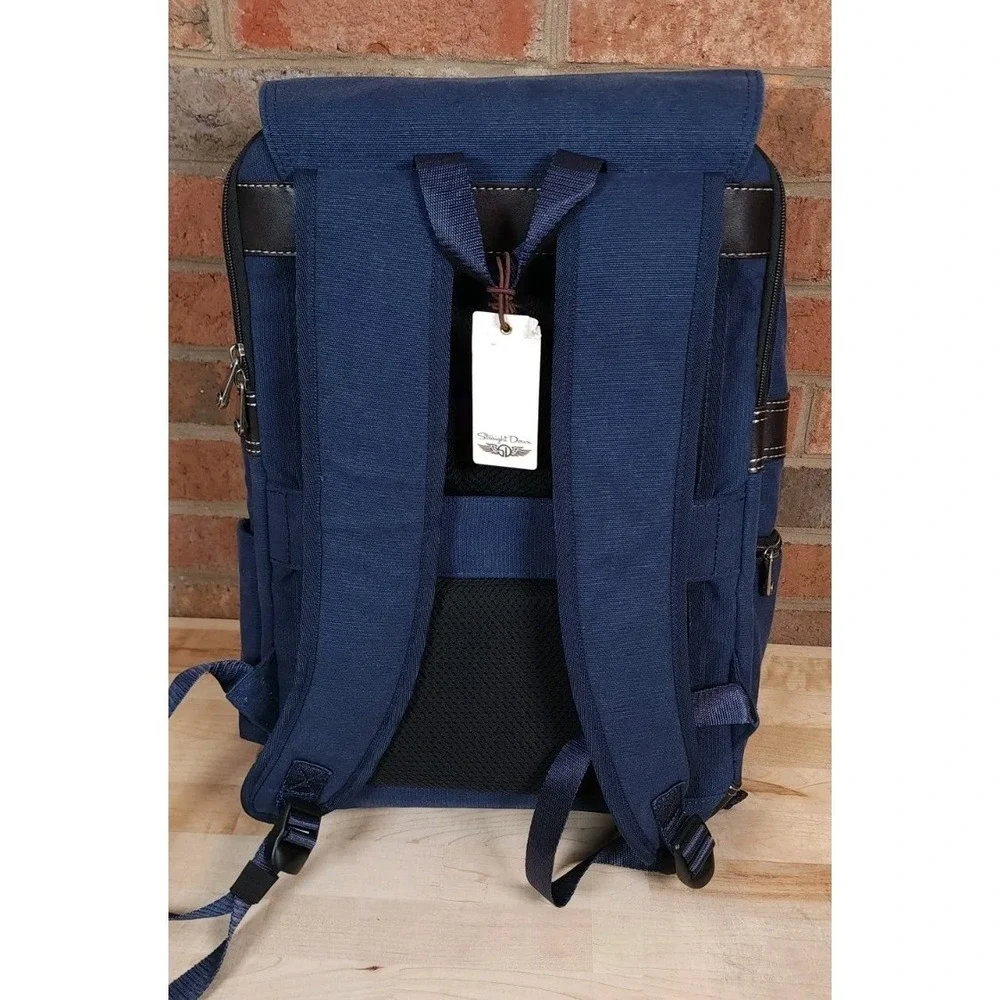Straight Down Hearst Blue Canvas Backpack Laptop Bag Carmel Golf Charlotte NEW‎